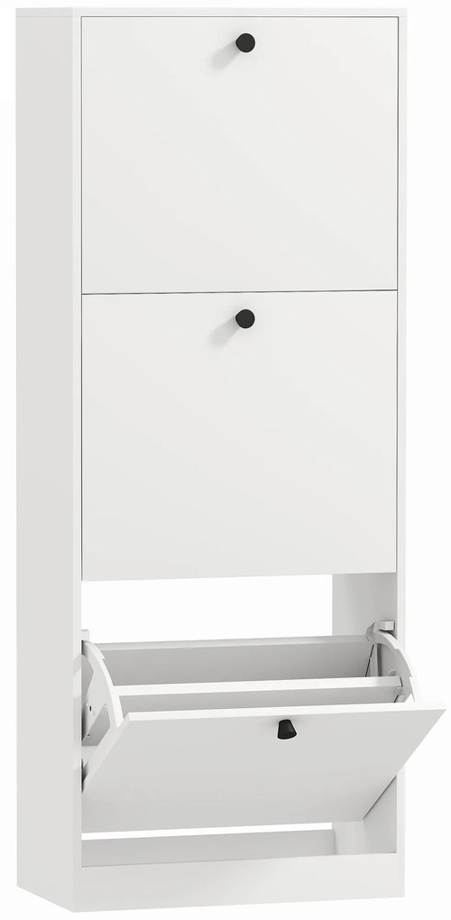 Mobilier pentru pantofi HOMCOM, 3 sertare, pentru pana la 12 perechi de pantofi, PAL, Alb | Aosom Romania