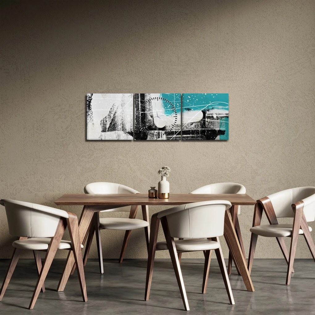 Tablou - Abstract turcoaz (cu ceas) (90x30 cm)