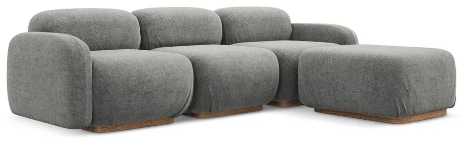 Colțar modular gri cu tapițerie din țesătură bouclé Ailani – Makamii