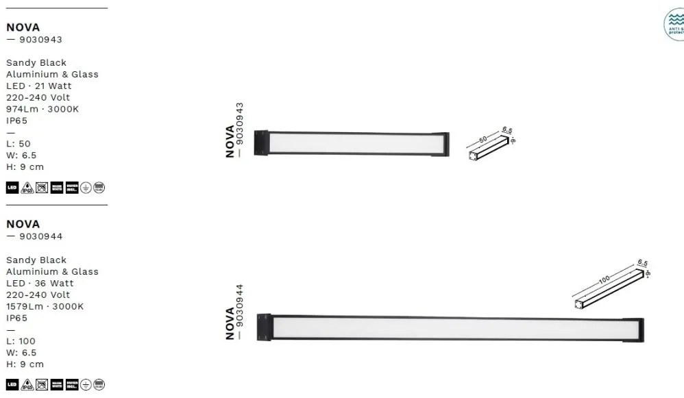Aplica LED iluminat exterior IP65 NOVA L-100cm