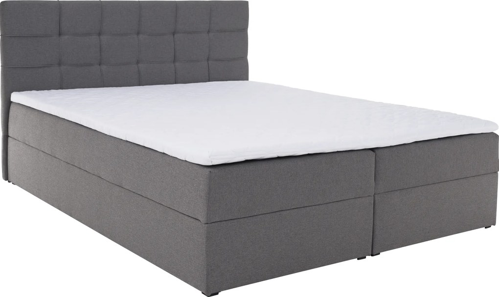 Pat boxspring, 160x200, ţesătură gri, KAMILIA