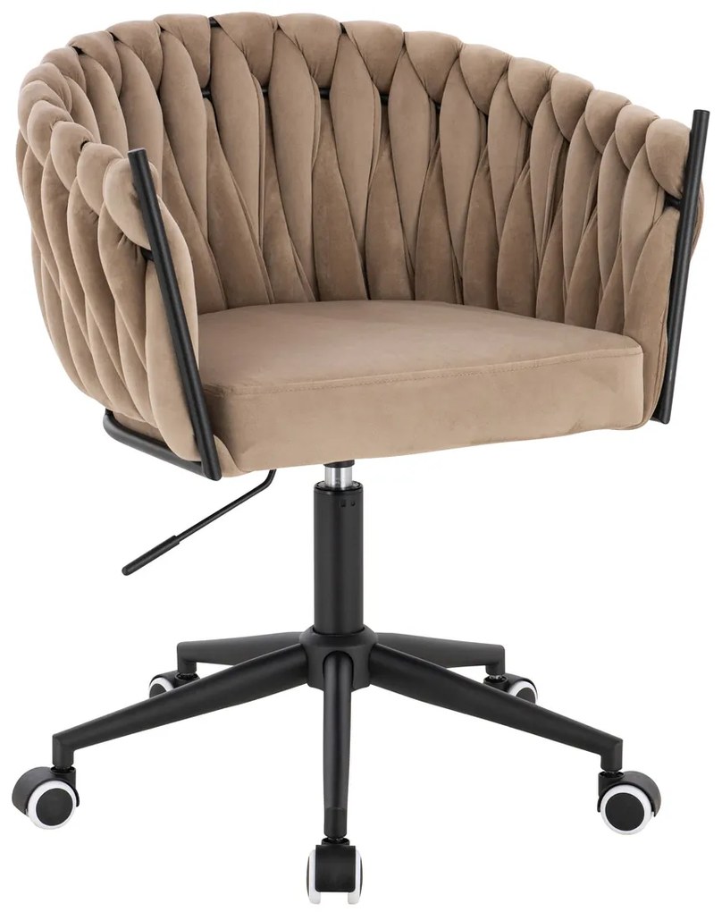 HR750K Scaun Latte din Catifea cu Bază Neagră