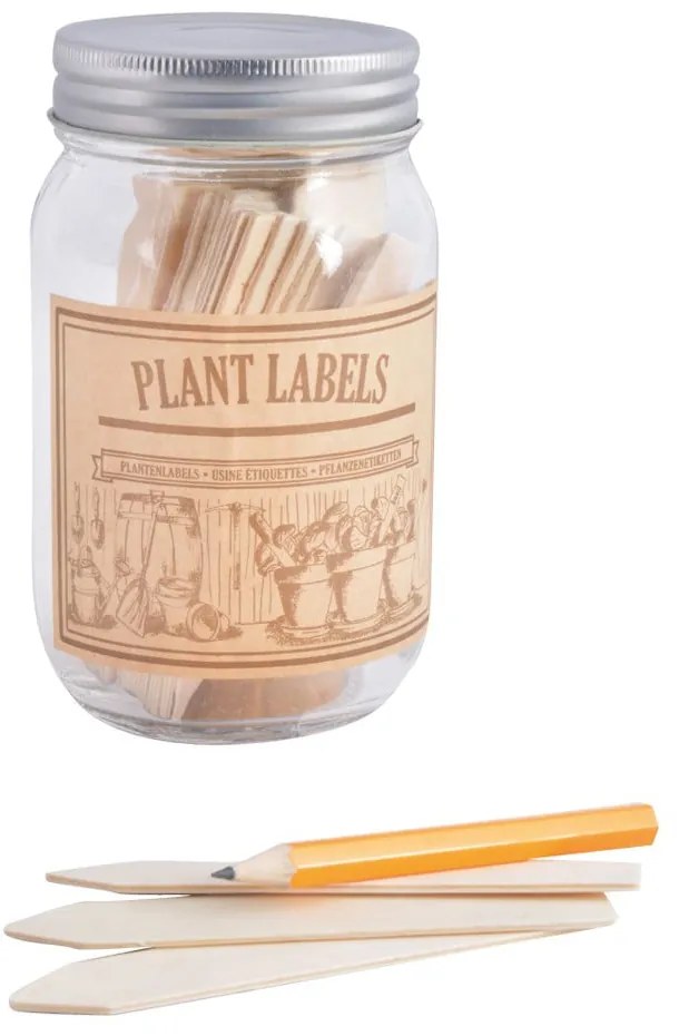 Set borcan și 40 de etichete pentru plante Esschert Design Heal, 400 ml