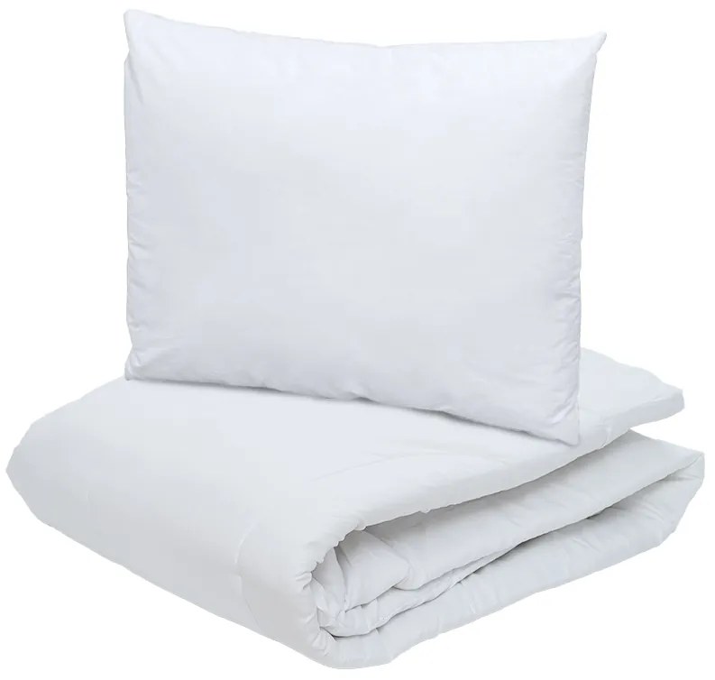 Patura de vara matlasata 140x200 cm cu perna 70x90 cm ECONOMY PEACH, albă