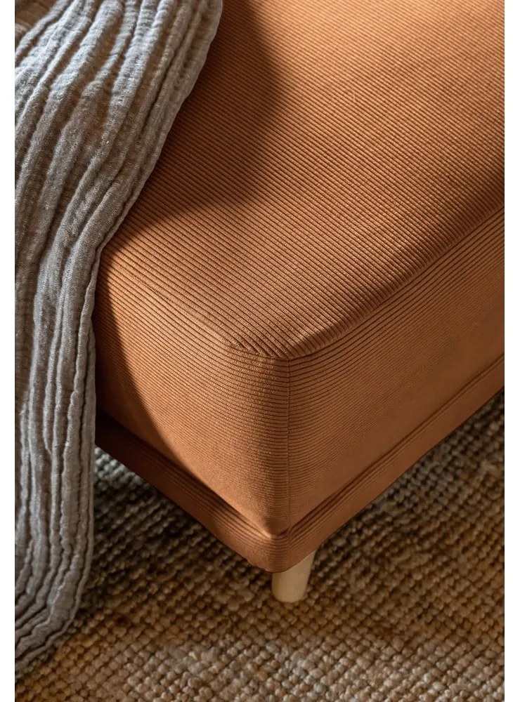 Colțar cărămiziu extensibil cu tapițerie din catifea reiată (colț stânga/în formă de "U") Lazy Lukka – Miuform