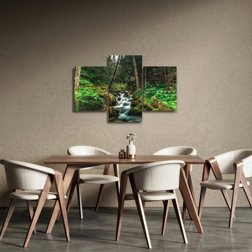 Tablou cu pârău în pădure (90x60 cm)