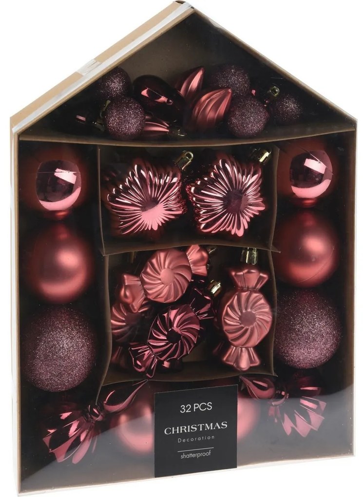 Set de decorațiuni de Crăciun Burgundia festive,32 buc