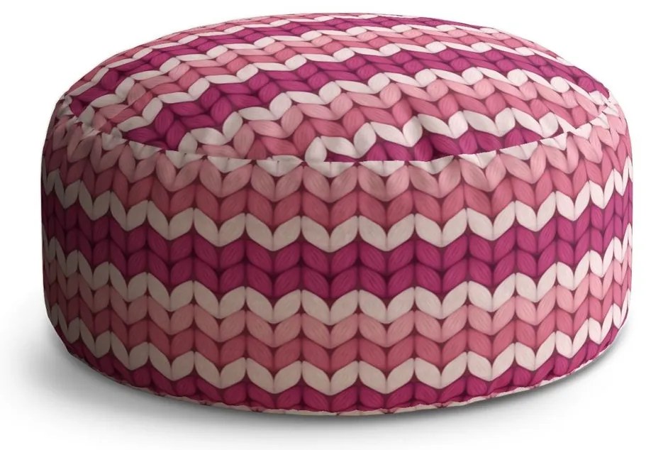 Taburet Circle tricotaj roz alternat, roz