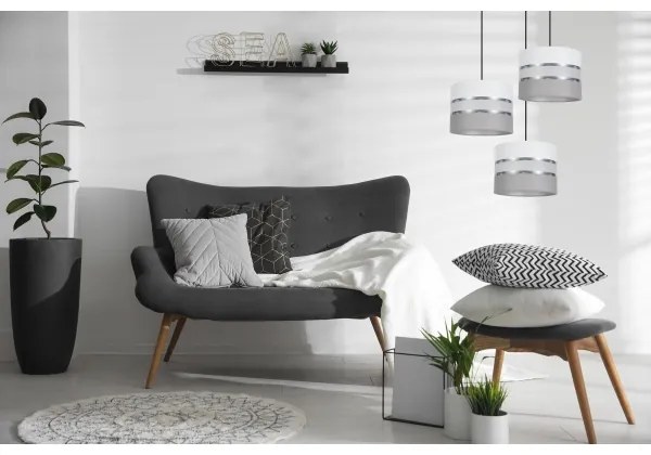 Lustră pe cablu CORAL 3xE27/60W/230V alb/gri