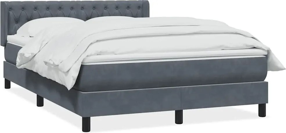 vidaXL Pat box spring cu saltea, gri închis, 140x220 cm, catifea