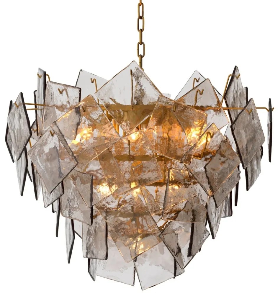 Candelabru LUX, Otel Alama Antic, Sticla Fumurie, Biltmore