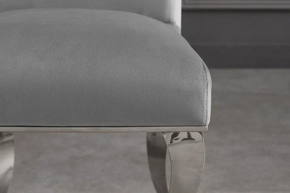 Set 2 scaune Modern Barock, argintiu/ catifea gri