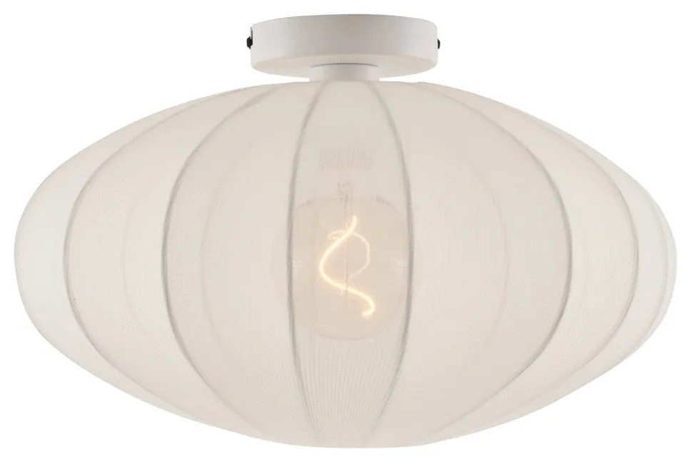 Plafonieră Japandi albă cu abajur din stofă - Bida