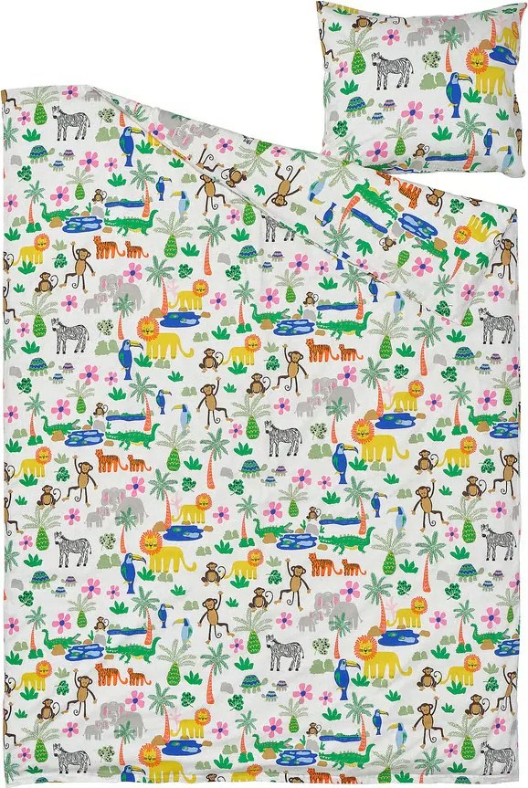 Lenjerie de pat din bumbac pentru copii JUNGLE DREAM TALES colorata, 100% bumbac Dimensiune lenjerie de pat: 70 x 80 cm | 140 x 200 cm