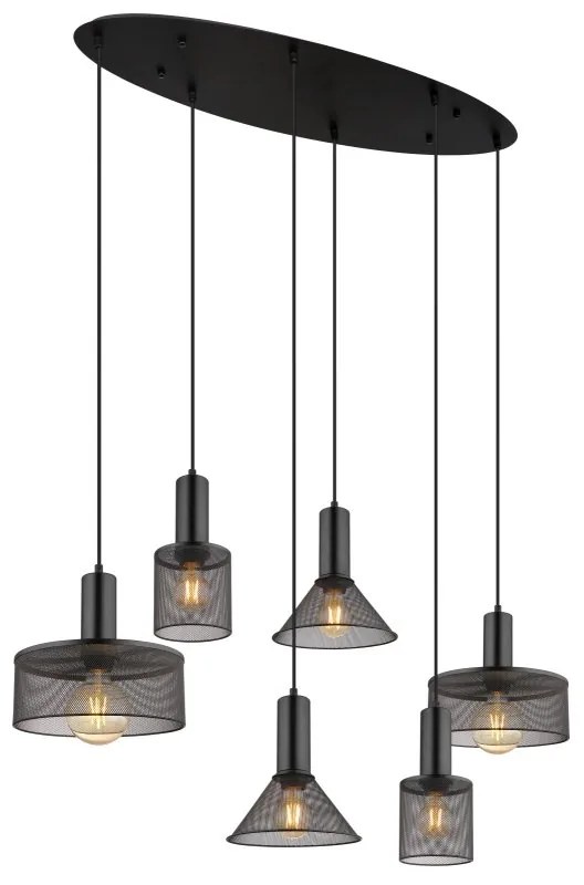 Lustra 6L design industrial JEDD negru