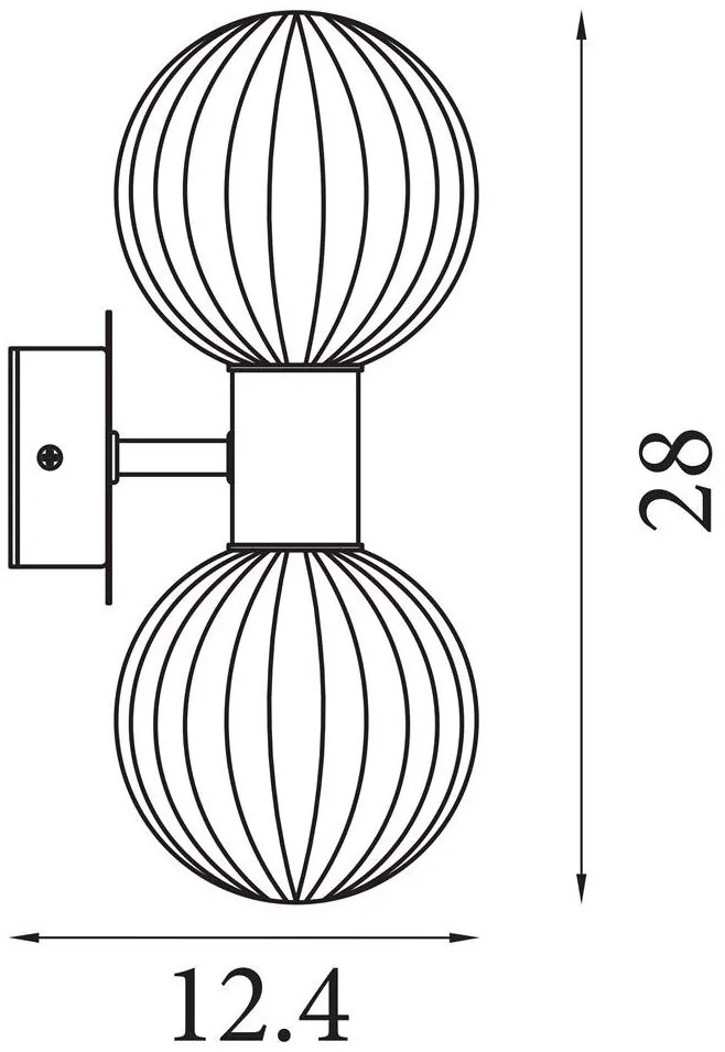 Aplica baie Protectie IP44 metal negru, sticla fumurie Luminsphere 2Lt