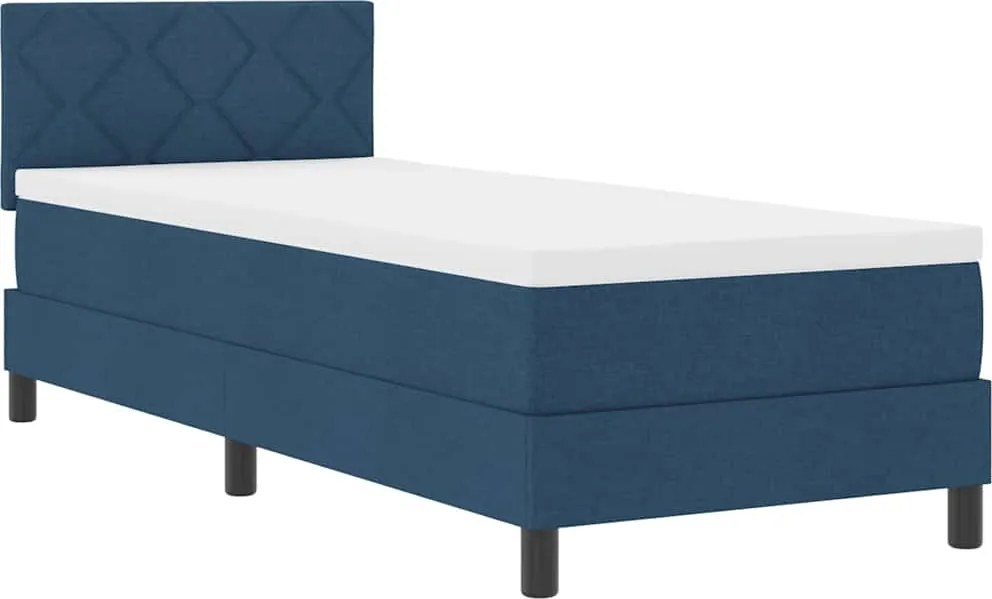 vidaXL Pat cu arcuri cu saltea cu led albastru 80 x 200 cm țesătură