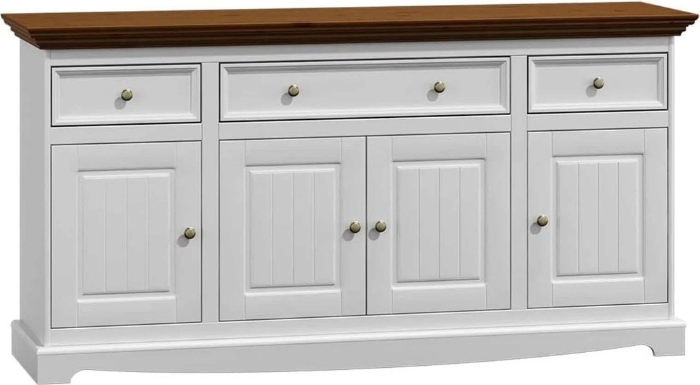 Comodă lemn masiv nuc Linea Alb-, 167 × 45 × 85 cm