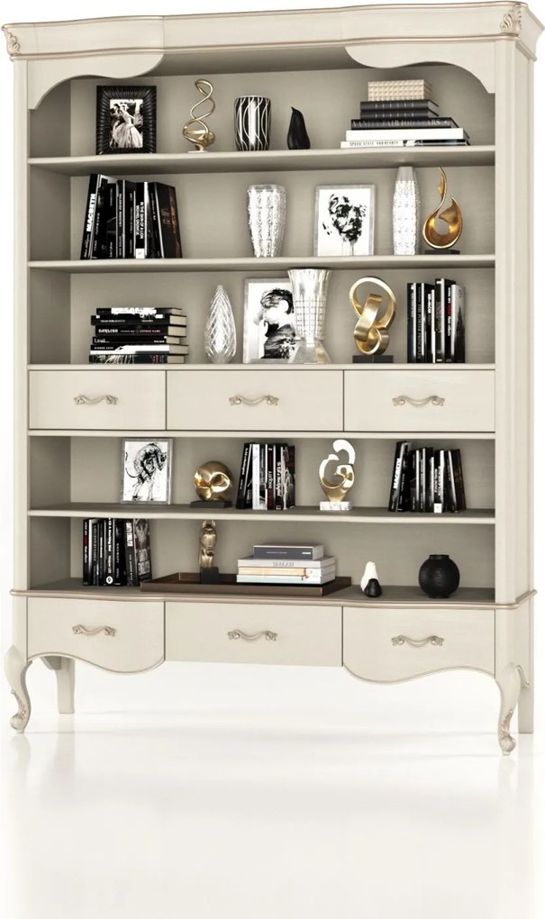 Bibliotecă lemn masiv Celisea, 160 × 53 × 220 cm - Ivoire