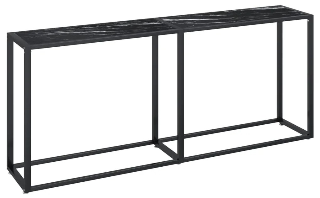 331685 vidaXL Masă consolă, negru marmură, 180x35x75,5 cm, sticlă securizată
