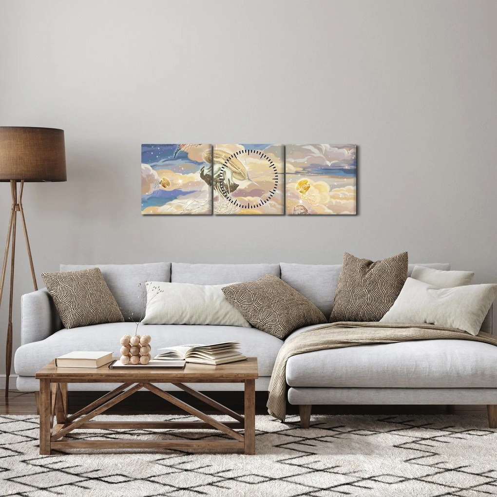 Tablou - Meduză Cerească (cu ceas) (90x30 cm)