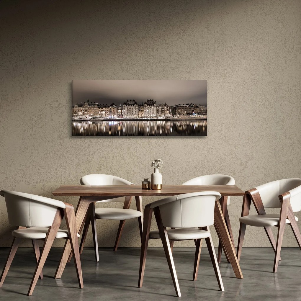 Tablou cu orașul în amurg (120x50 cm)