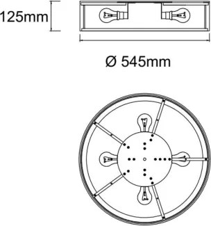 Open Design ZALINDRO OR85976 – plafonieră 4xE27/15W/230V, Ø 54,5 cm, alb/alamă