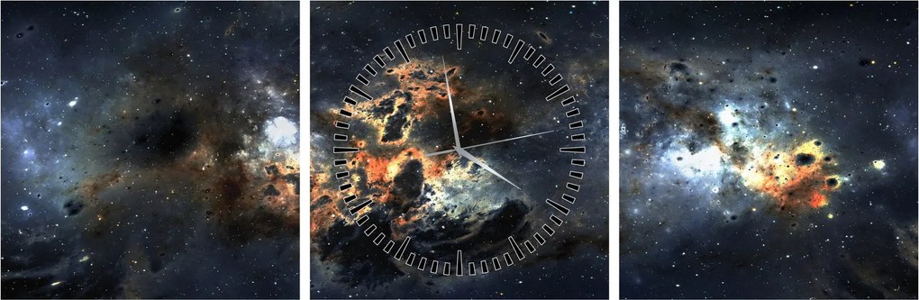 Tablou - Universul cu Nebula (cu ceas) (90x30 cm)