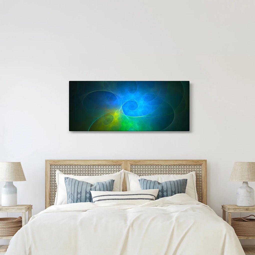 Tablou cu abstracțiune albastră (120x50 cm)