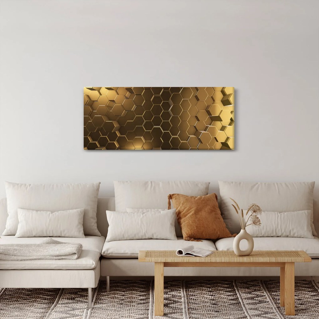 Tablou - Hexagoane verzi (120x50 cm)