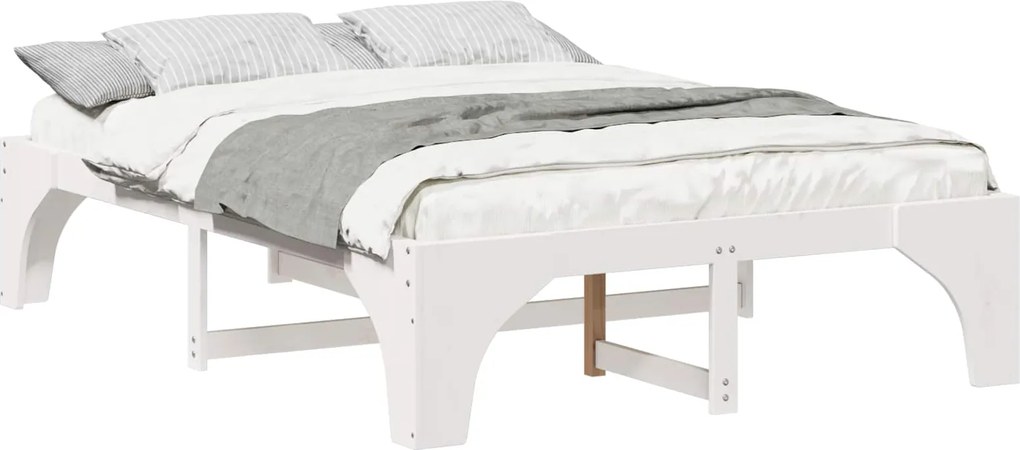vidaXL Cadru de pat Alb 140 x 200 cm Lemn de pin masiv