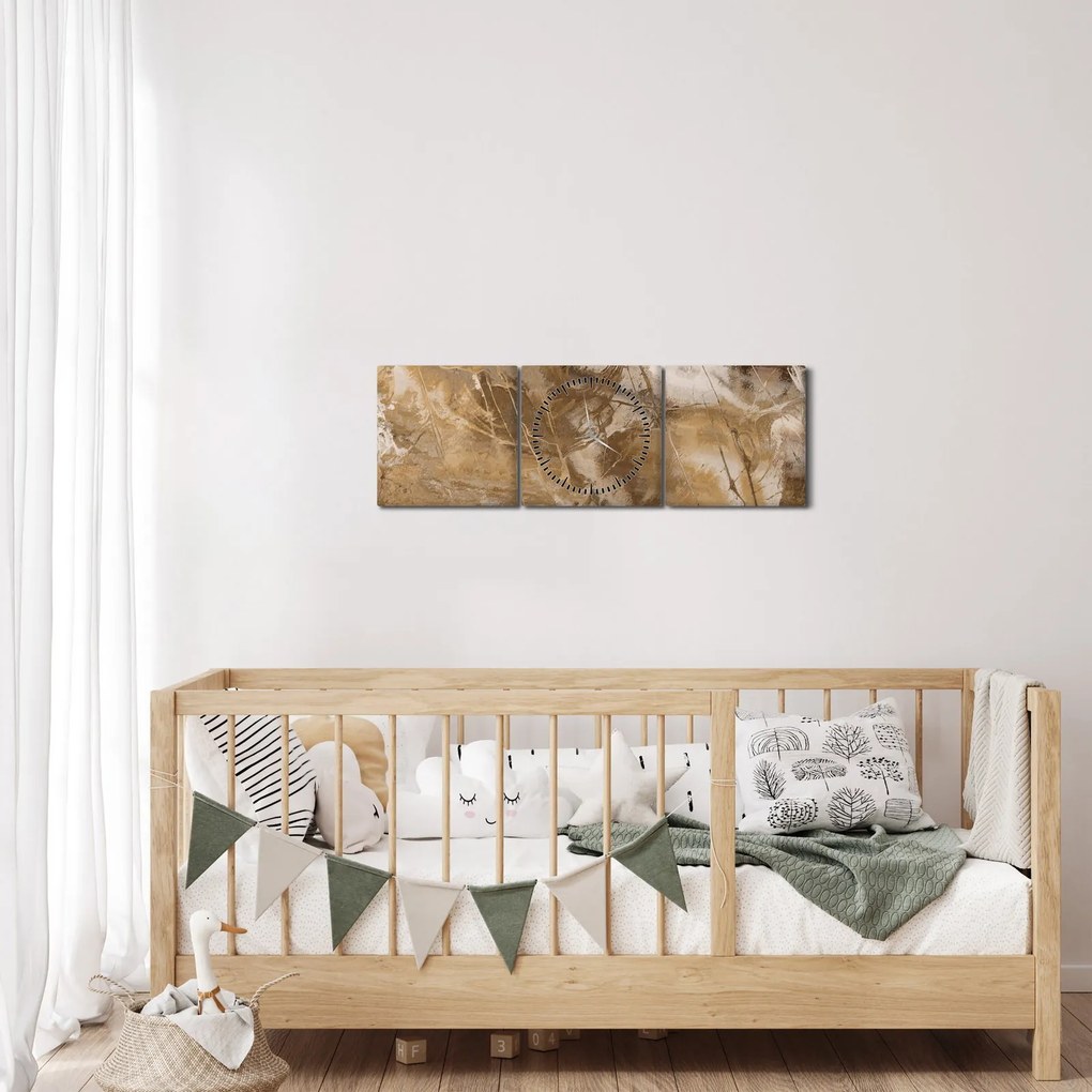 Tablou - Abstract maro (cu ceas) (90x30 cm)