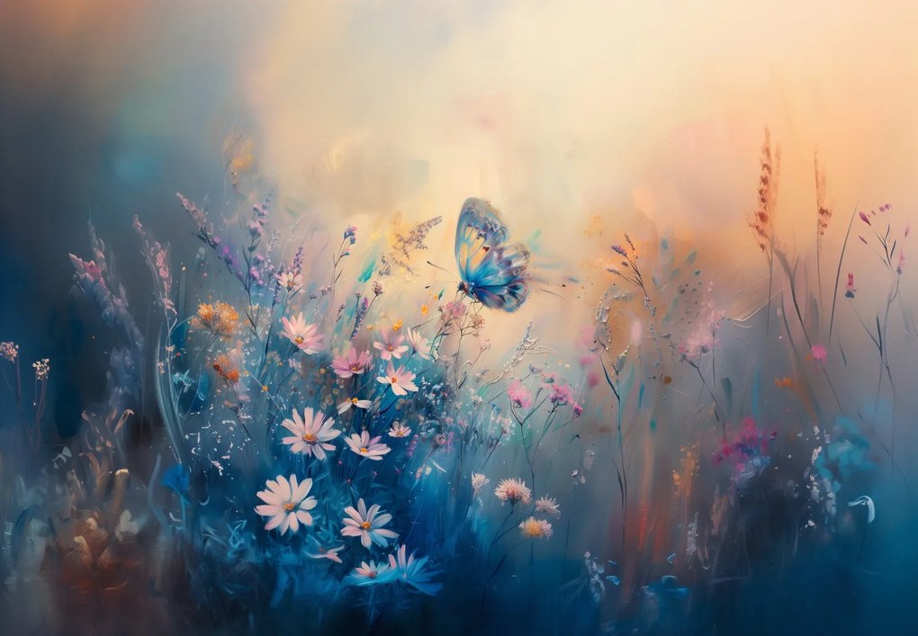 Fototapet - Pajiște cu Fluture (147x102 cm)