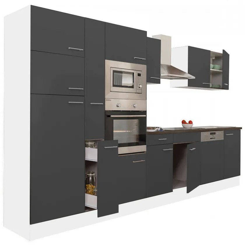 Mobilă de bucătărie Yorki 370, corp alb, cu față antracit satinat