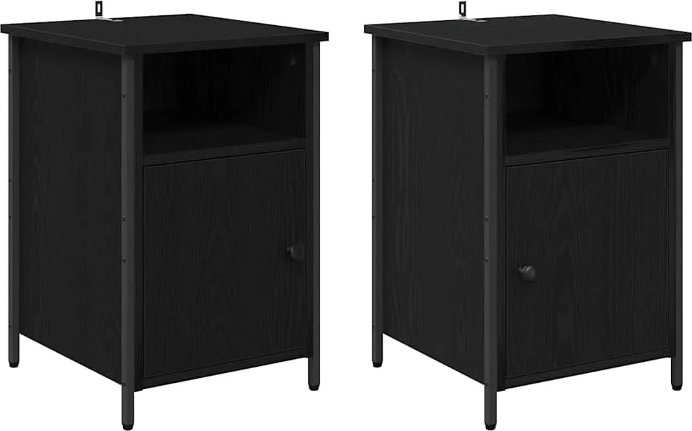 vidaXL Dulap de noapte 2 pcs Stejar Negru 40 x 42 x 60 cm