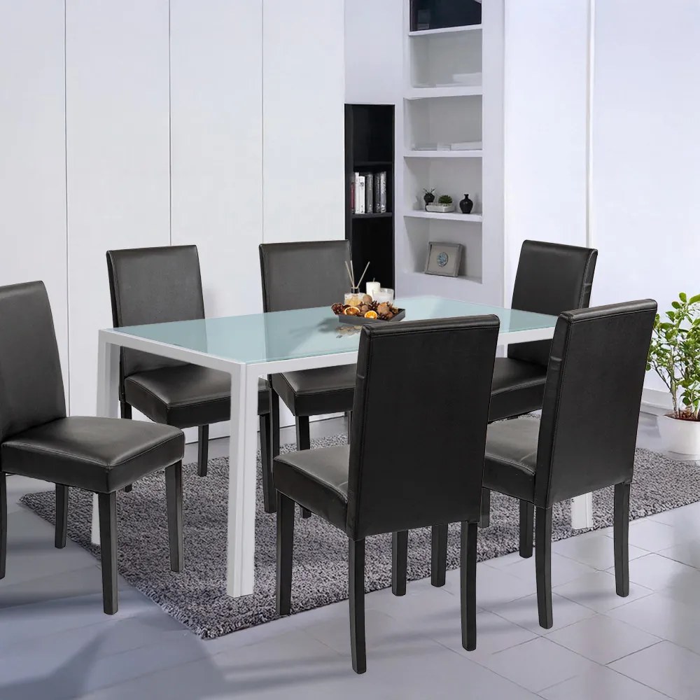 Set de masă Mira 6+1 alb-negru