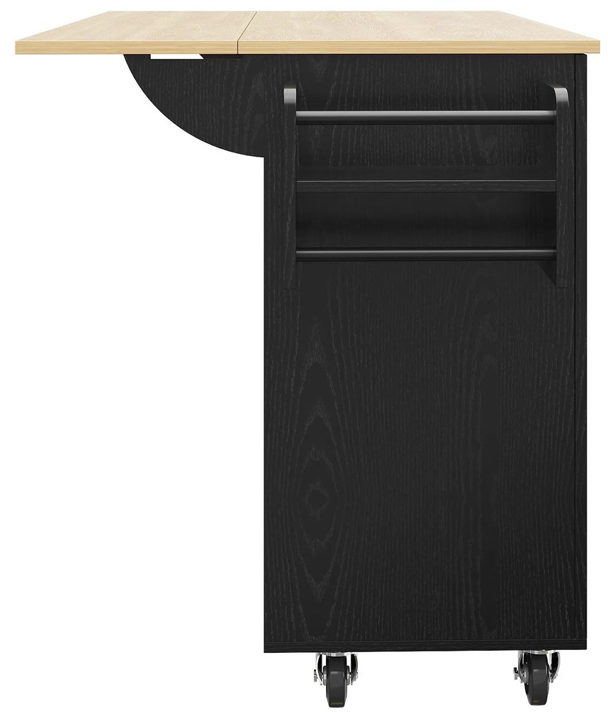 Insulă de bucătărie cu blat rabatabil, Negru | Aosom Romania