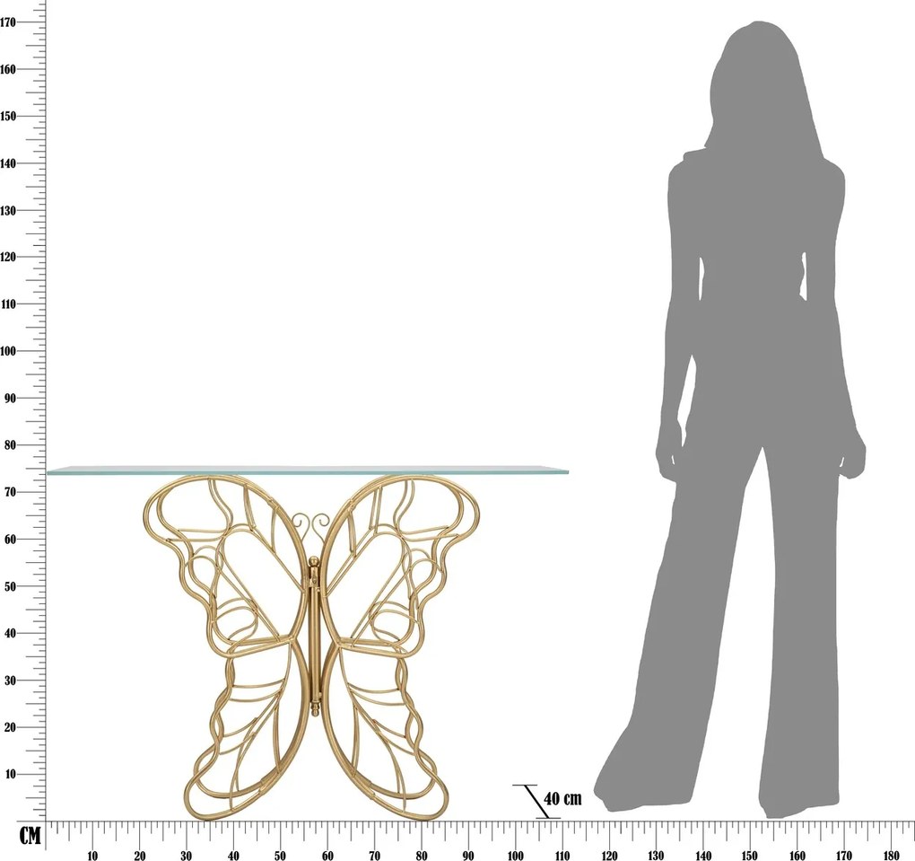 Consola Butterfly, Mauro Ferretti, 110x40x76 cm, fier, auriu