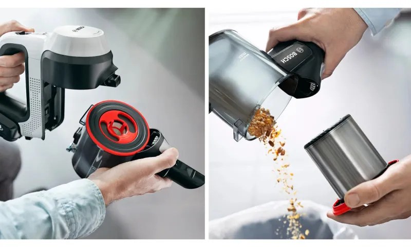 Aspirator vertical Bosch Unlimited 7 BBS711W, 300 ml, Motor TurboSpin, Lumini LED, Autonomie 40 min, Alb/Negru