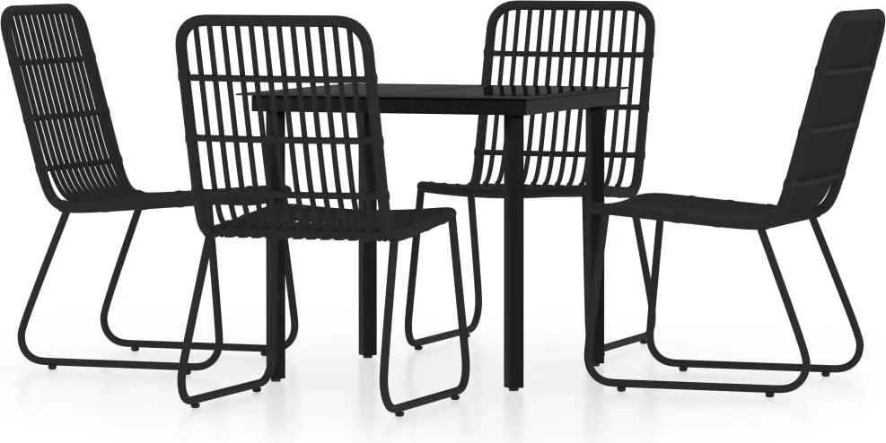 vidaXL Set de servit masa pentru grădină, 5 piese, negru