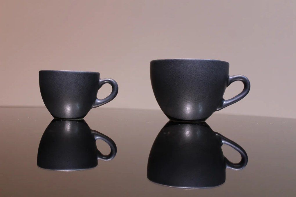 Set 48 Cesti Cafea Vulcano (24 Cesti Espresso 70ml, 24 Cesti Cappuccino 200ml) Negru Mat Carbon
