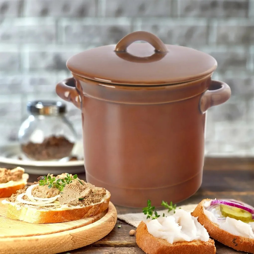 Oală de untură Orion din ceramică cu capac, 1,1 l