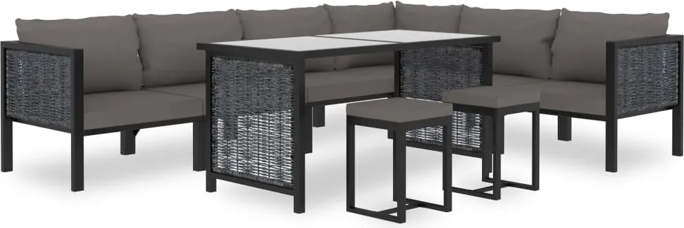 vidaXL Set mobilier de grădină cu perne, 9 piese, antracit, poliratan