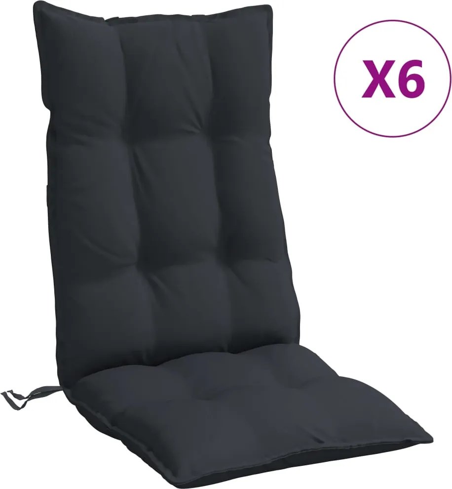 vidaXL Perne de scaun cu spătar înalt, 6 buc, negru, țesătură Oxford