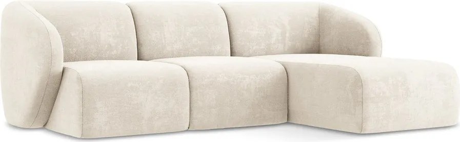 Colțar bej cu tapițerie din chenille (cu colț pe partea dreaptă/cu șezlong) Lani – Makamii