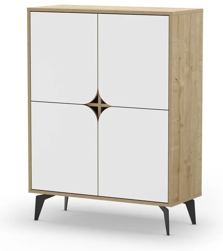 Dulap alb/în culoare naturală cu aspect de lemn de stejar 90x120 cm Nola – Marckeric