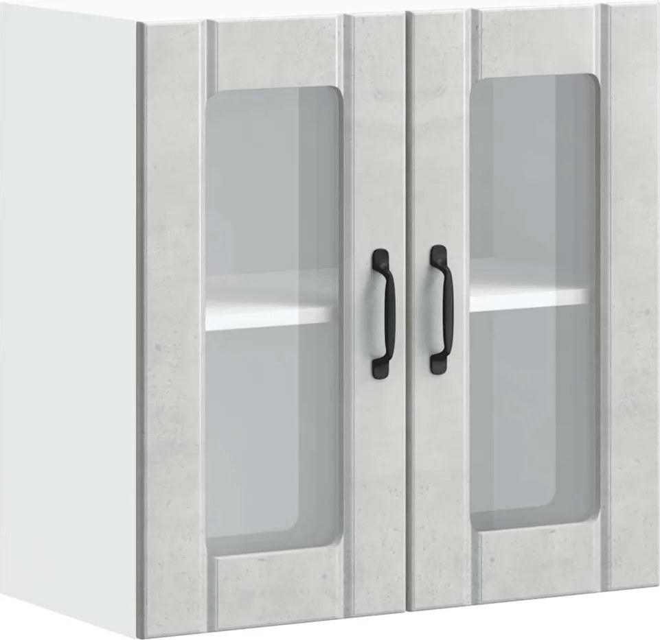 vidaXL Dulap bucătărie cu ușă sticlă „Lucca” Lemn prelucrat gri beton