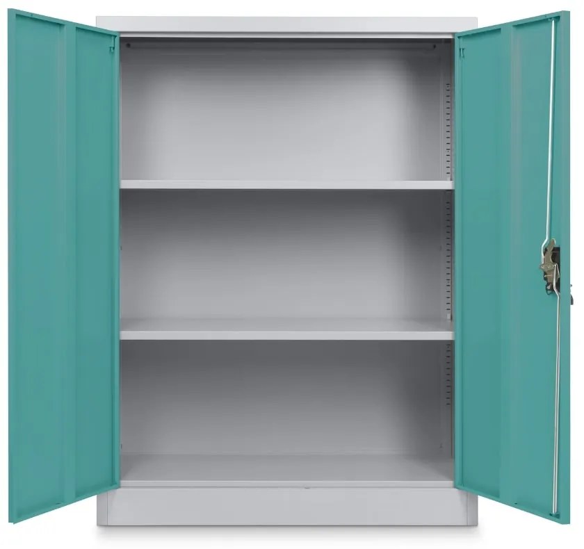 Dulap metalic universal mediu, 90 x 40 x 120 cm, încuietoare cu cilindru, verde - ral 6033