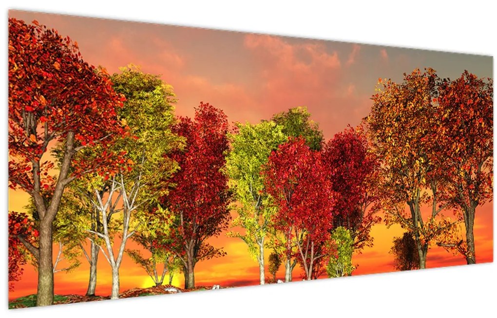 Tablou - Copaci colorate (120x50 cm)