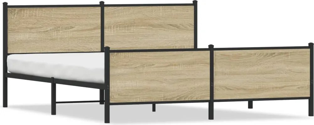 vidaXL Cadru pat metalic fără saltea, stejar sonoma, 200x200 cm